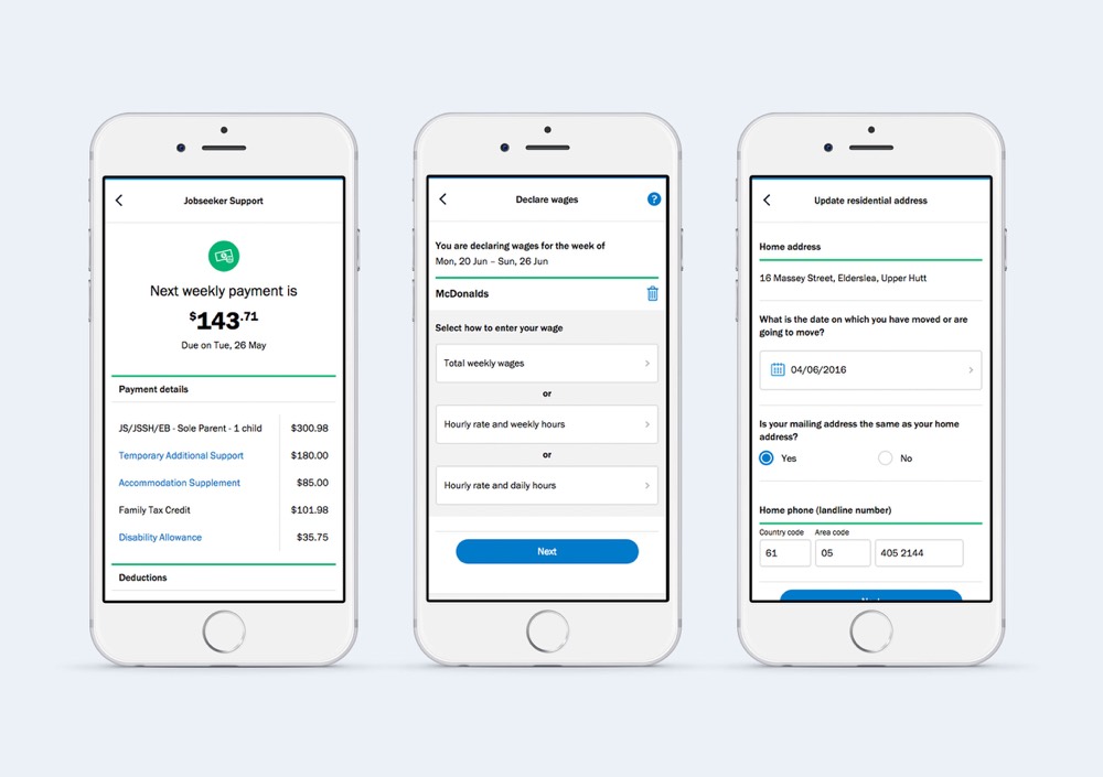 Payment details, wage declaration and address update on mobile