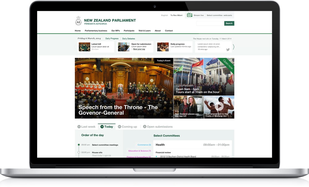 NZ Parliament website concept